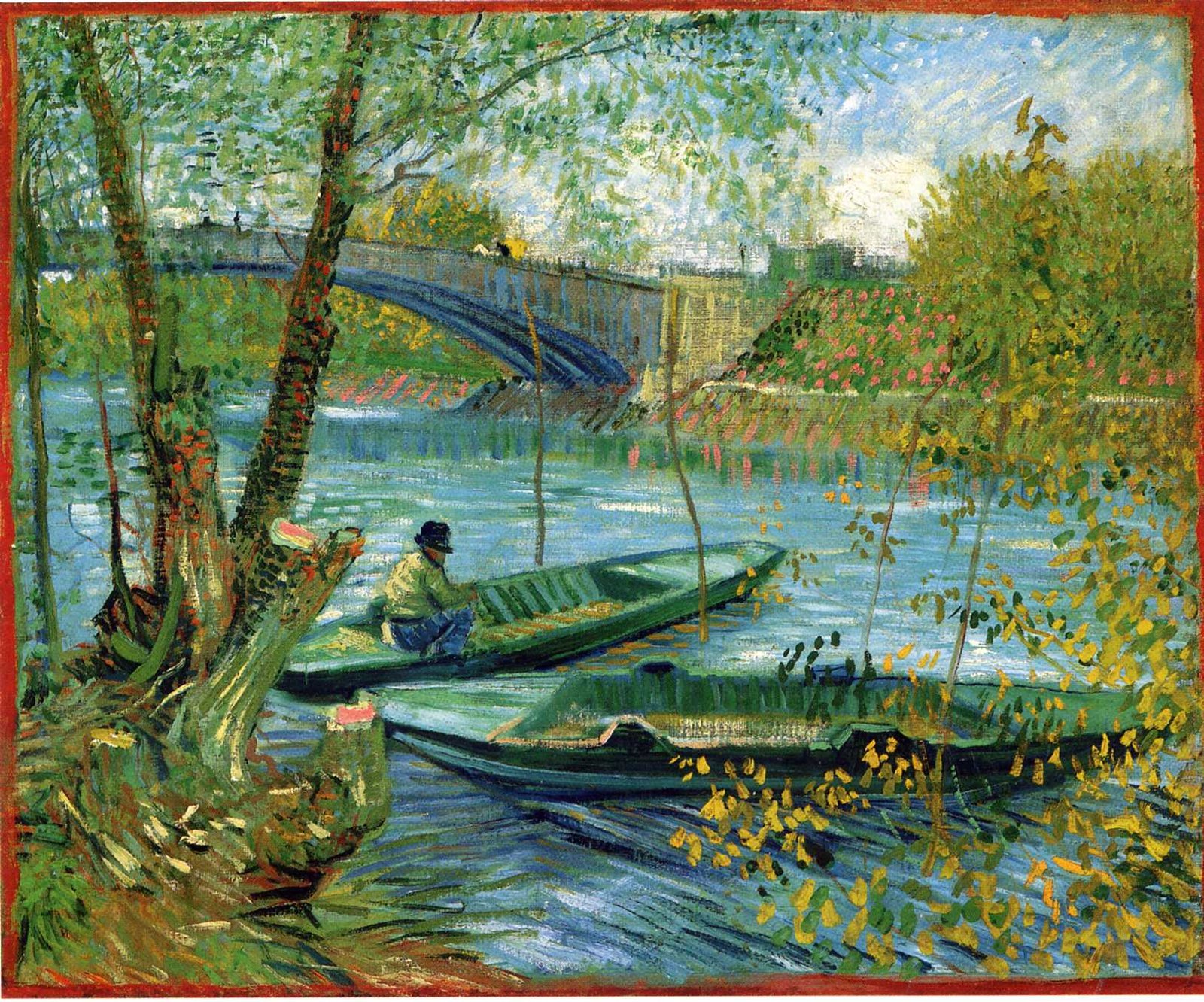 Pesca na primavera, a Ponte de Clichy (Asnières)